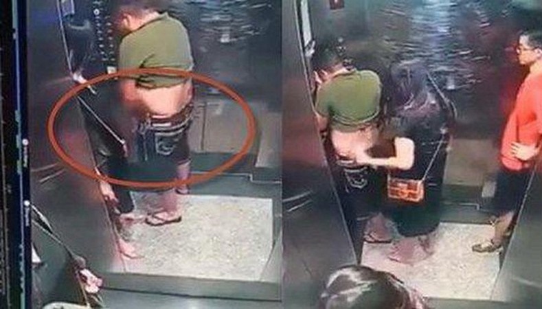 Người đàn ông thản nhiên tè bậy trong thang máy