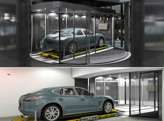 thang máy chở ôtô của hãng Porsche